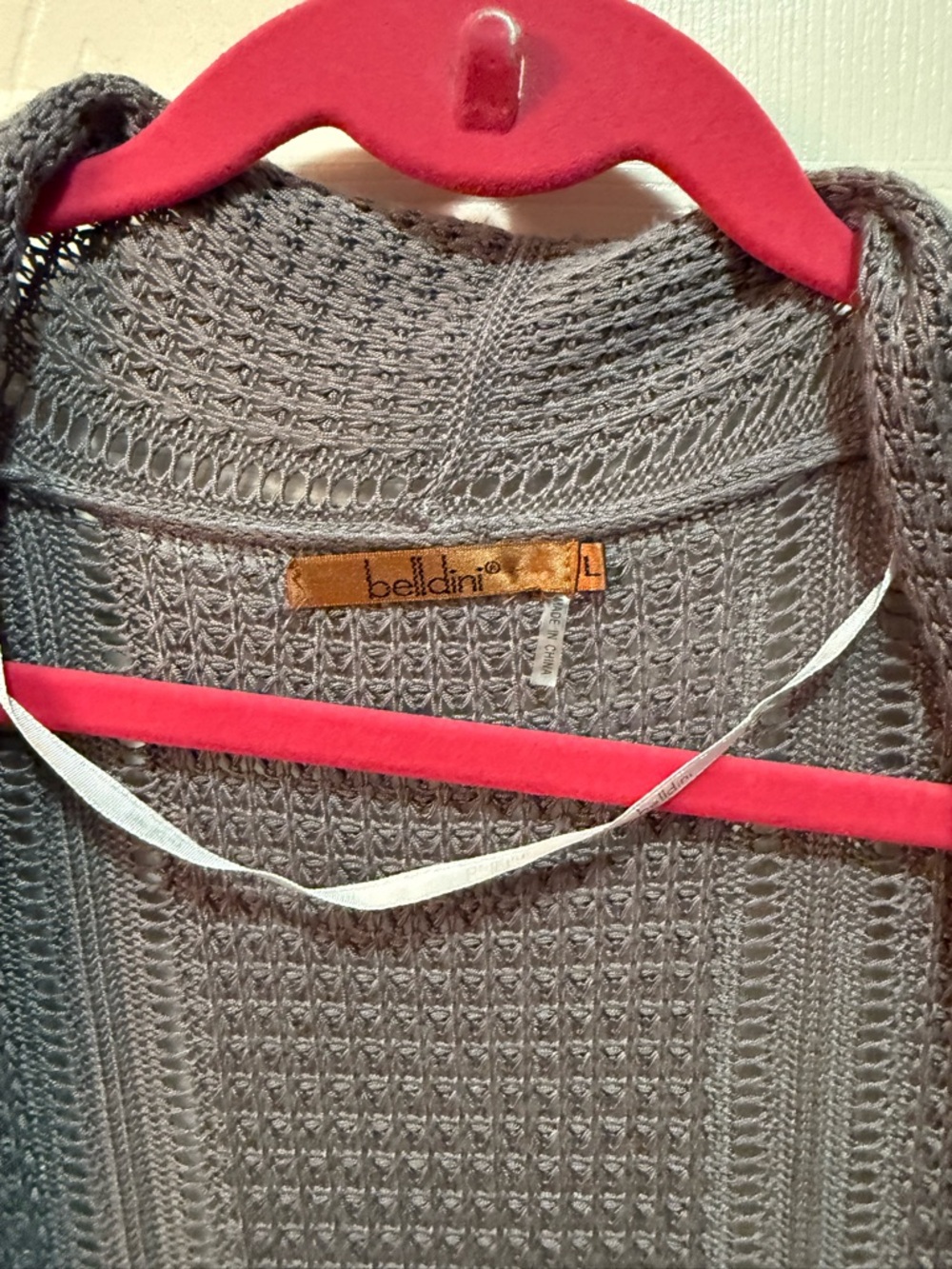 Belldini Gray Open-Front Waffle Knit Cardigan size Large - Picture 3 of 4